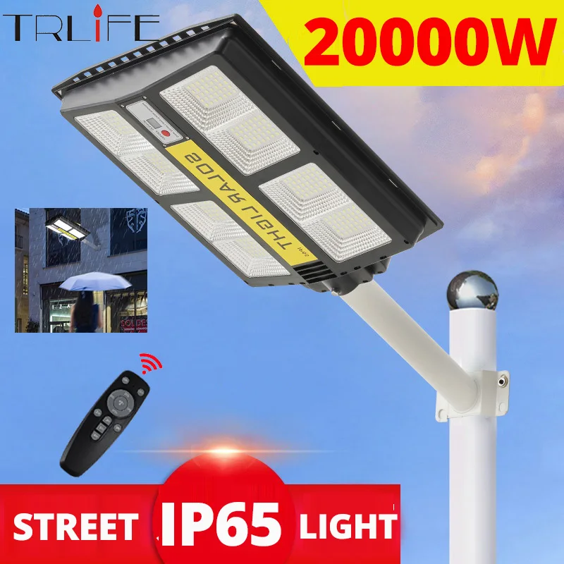 

20000W 1080LED Solar Street Light With Remote Control IP65 Waterproof Induction High Pole Wall Light Built-in 120000mah Battery