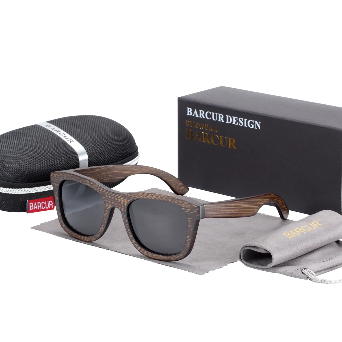 

BARCUR Brown Glasses Retro Wood Eyewear Men Bamboo Sunglasses Women Unisex Sun Glasses with case Eyewear Oculos