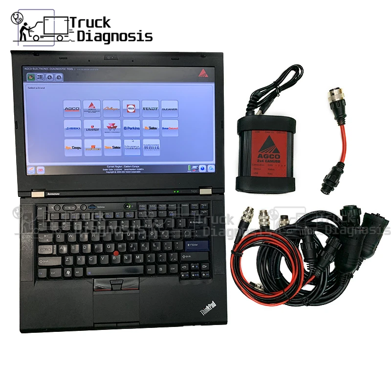 Agricultural construction diagnostic tool for AGCO diagnostic kit (CANBOX) + T420 laptop AGCO SISU Power WinEEM4 Service Tool