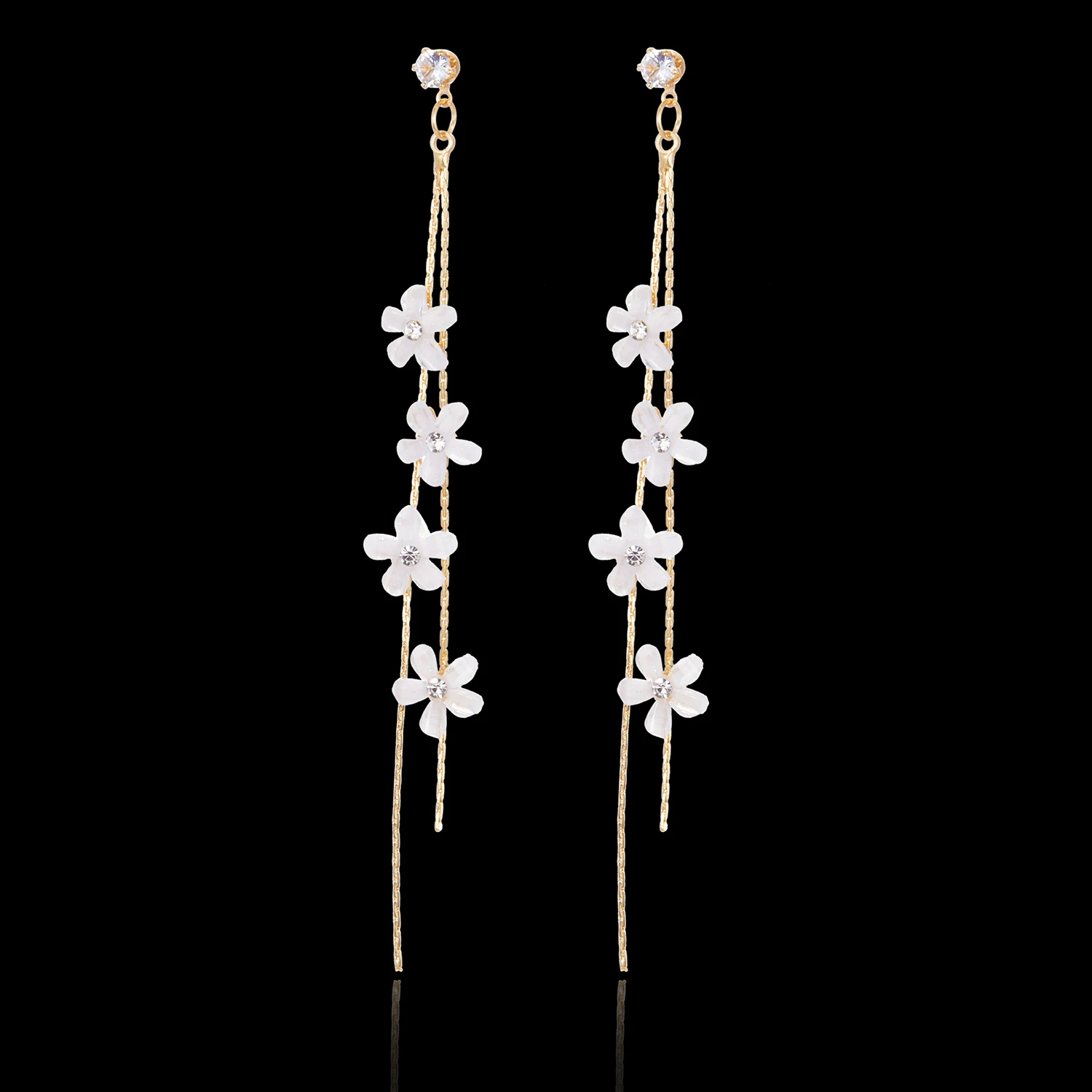 Korean Fashion Daisy Flowers Drop Earrings for Women Temperament Simple Long Tassel Earrings Female Party Wedding Jewelry Gifts