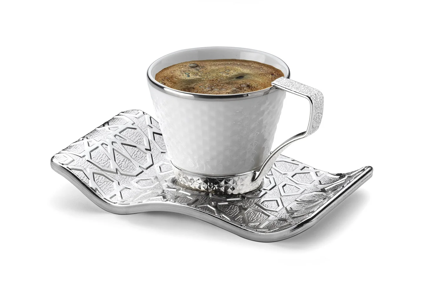 Ni̇sa Coffee Set - Silver White Color