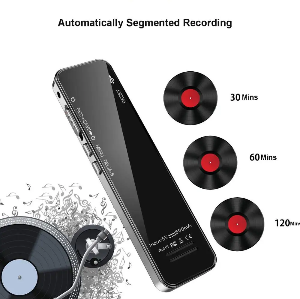 

V93 Voice Recorder 16GB 32GB 1536kbps Touch Screen High Recording Noise Reduction Easy Operation Auto Activation MP3 Record