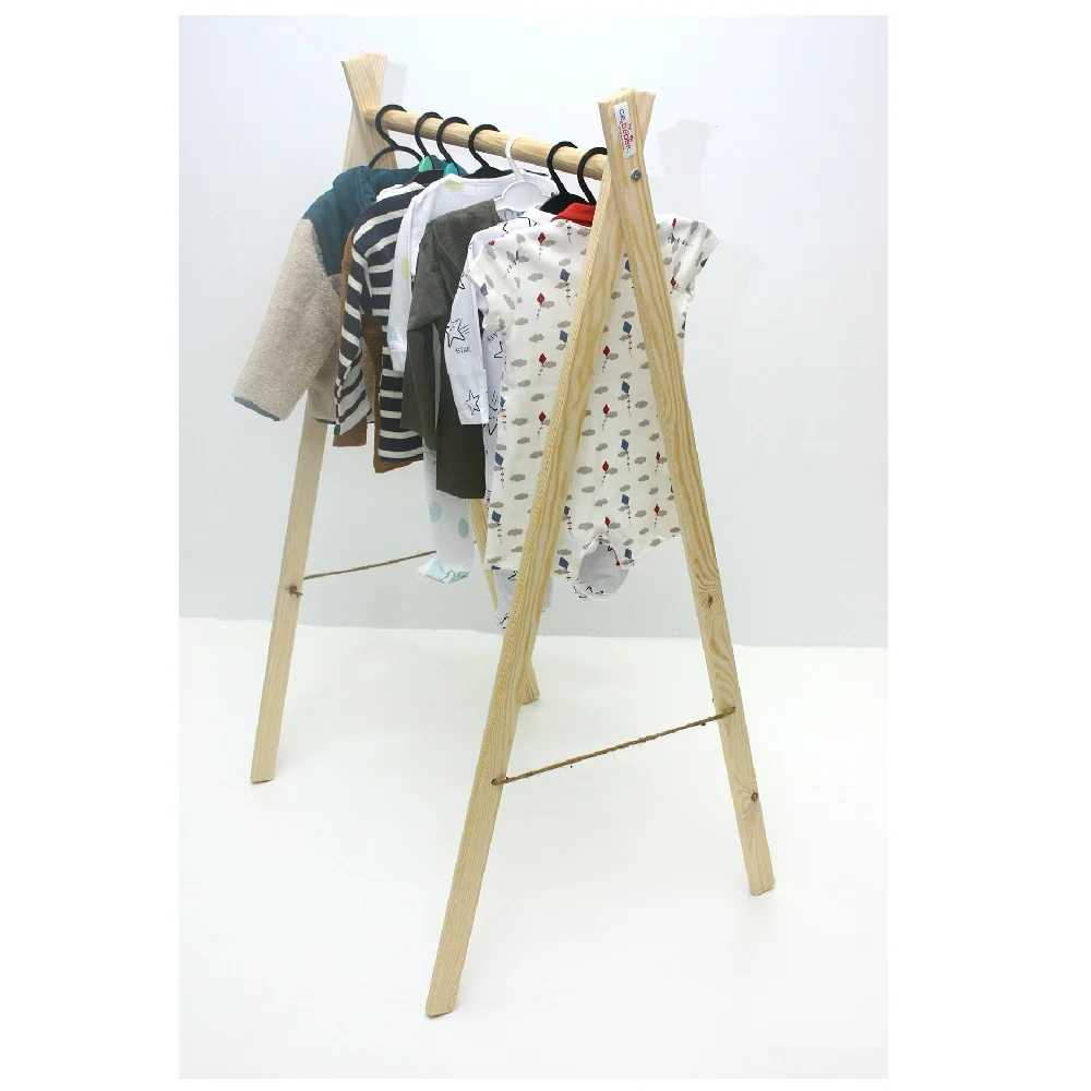 Wood Floor Standing Clothes Rack Coat Rack Flip Robe Outfit Montessori Robe Child Baby Wardrobe Baby Accessory Mother Child