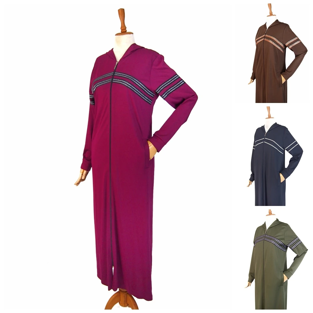 

Muslim Abaya Tracksuit Sport Long Dress Women Eid Kaftan Islamic Clothing Hoddies Abayas with Pockets Caftan Robe Femme Reis