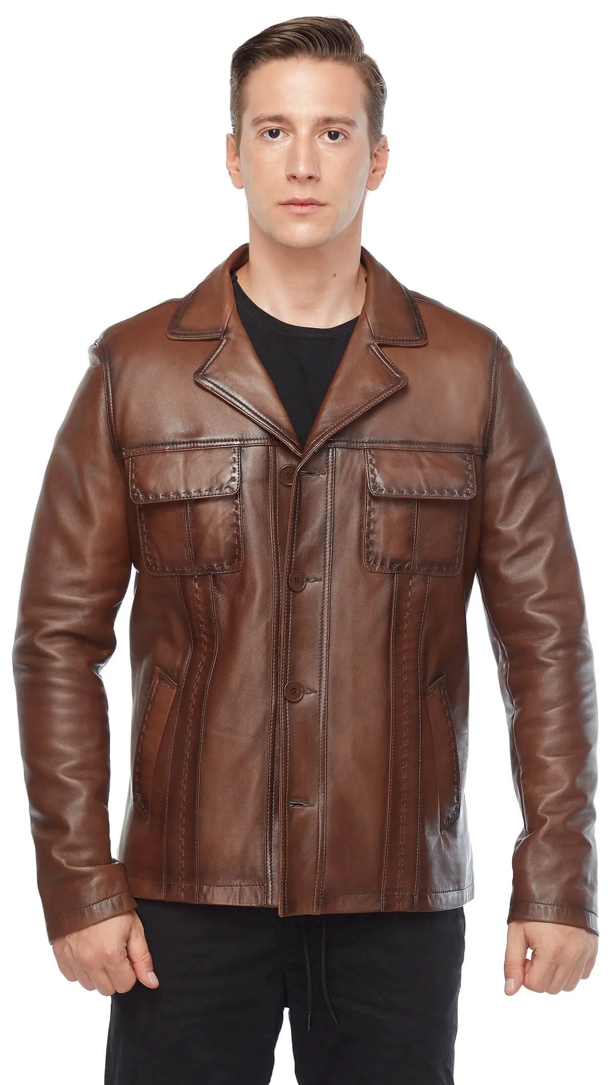 Shark Puntolu maschio pelle cappotti Tan Orjinal Lambskin autunno inverno 2022 Biker Slim Large Size VintageTürkiye