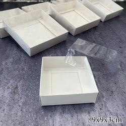 Caja de regalo de pastel blanco, ventana de embalaje de cartón, tapa transparente, caja de galletas, caramelos, Navidad, invitados a la boda, cajas de recuerdos