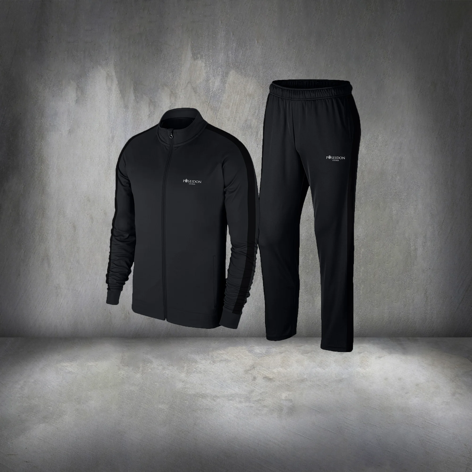 Men's Black Interlock Fabric Running Set S-3XL