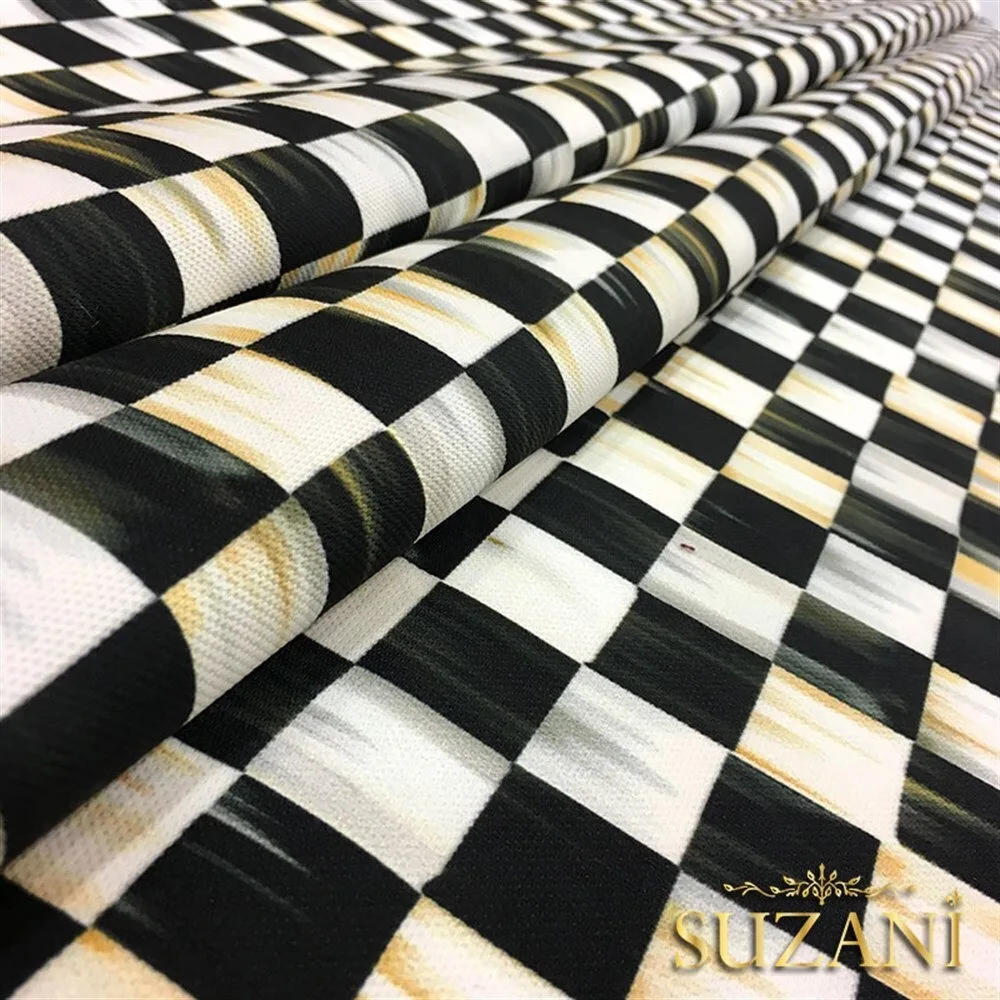 Oil painting effect checkered fabric Effect Upholstery Digital Printed cotton fabric texture sewing quilting cloth needlework