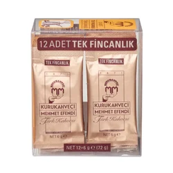 Turkish Coffee 12x6Gr Kurukahveci Mehmet Efendi Sparkling Tasty Drink Roasted Espresso Cappucino Quality Brand Preferred Healthy After Meal Evening Rest Love Sleep Model Soft Ground Made in Turkey Fast Delivery