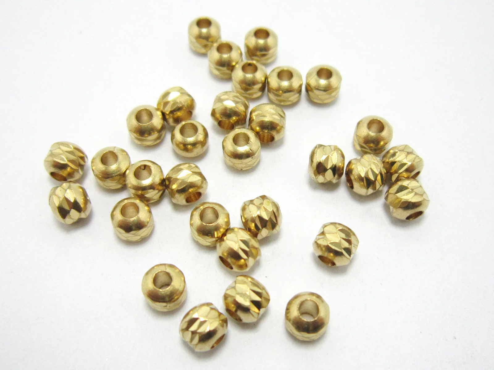 50pcs Brass Seed Beads, Lace Round Brass Beads, Metal Spacer Beads, 4.8x4.4mm, Brass Slider Beads, Jewelry Making - R1420