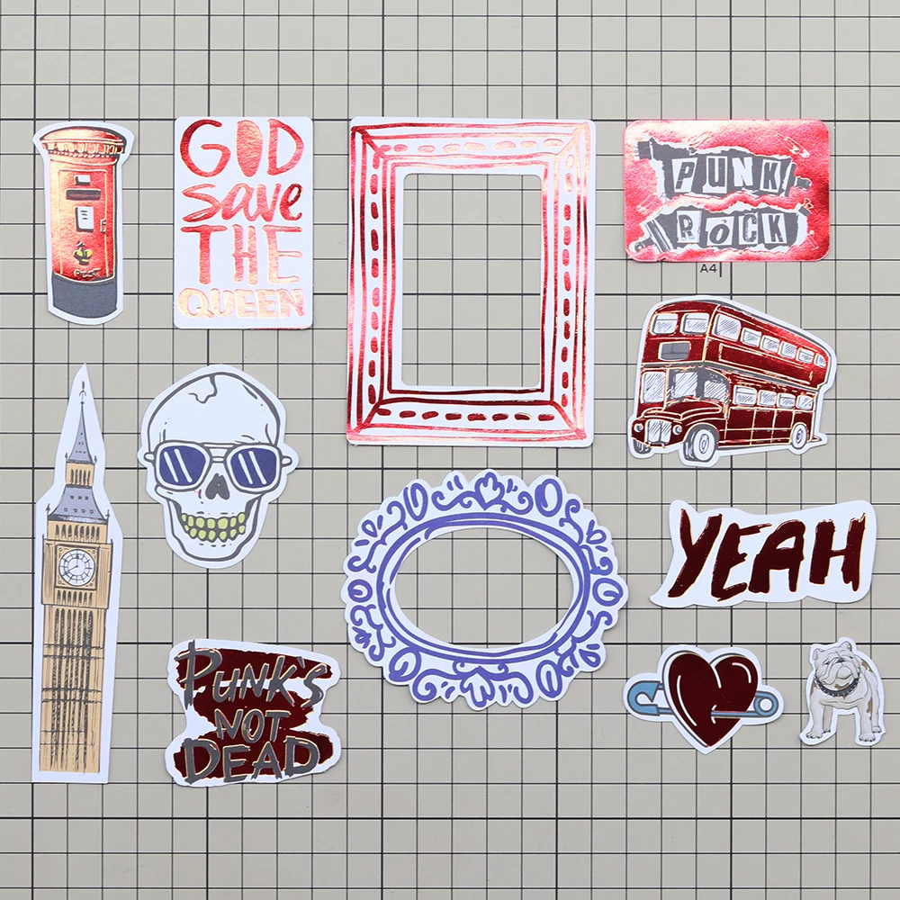 Creative Path 2er-Pack Rabatt 346 Stück Papier-Stanzformen Ephemera Punk London 1960er Scrapbooking-Stanzformen für Kartengestaltung Ausverkauf – Detail 2