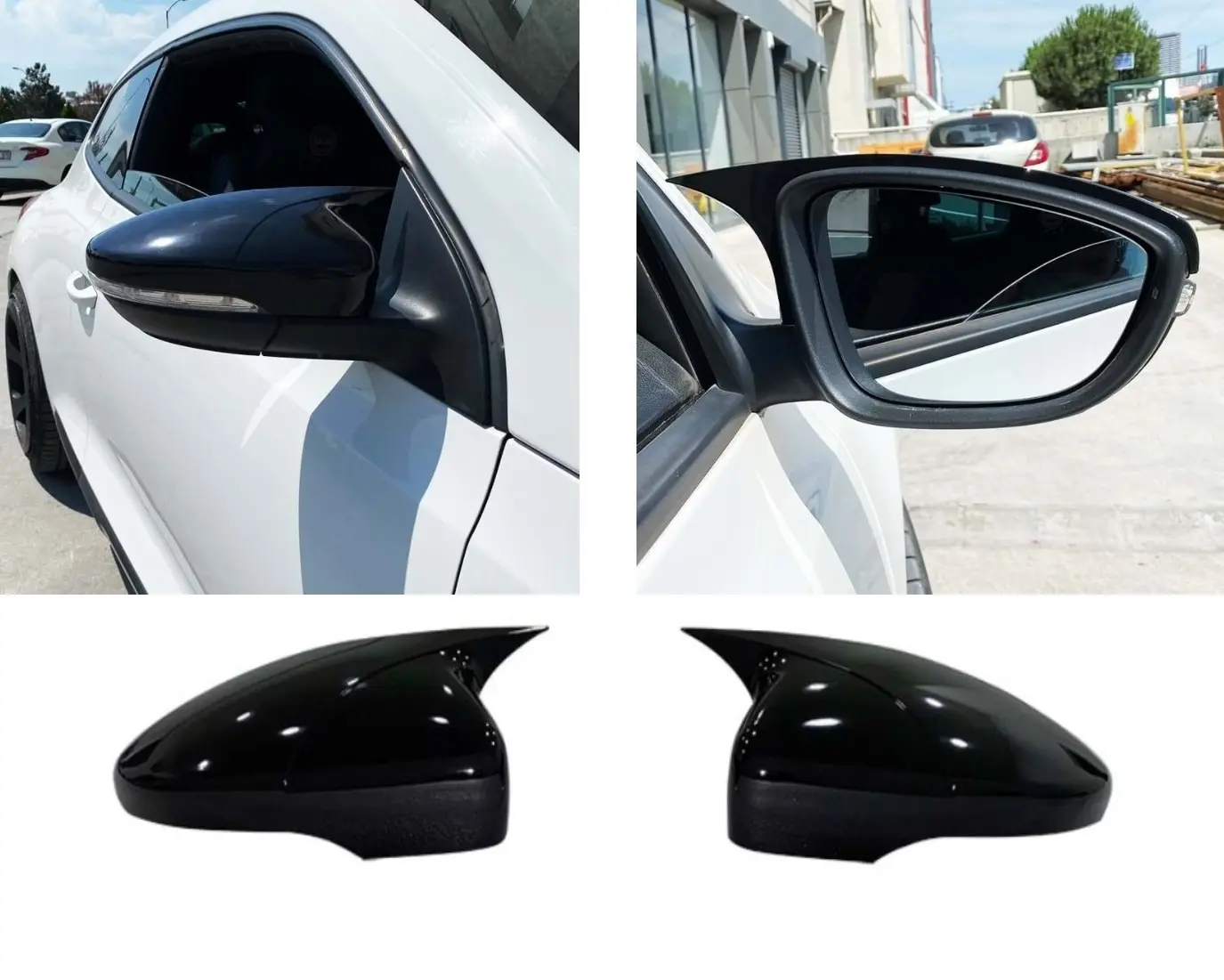 Bat Style Mirror Cover For Volkswagen Scirocco 2007 2017 Car Accessories 2 Pieces Cover Glossy Black Shields Exterior tuning