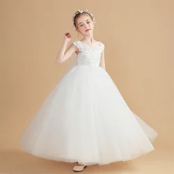 Appliques Princess Flower Girl Dress Wedding Birthday Event Choir Party Ball Evening Gown Pageant Prom Banquet Ceremony For Kids