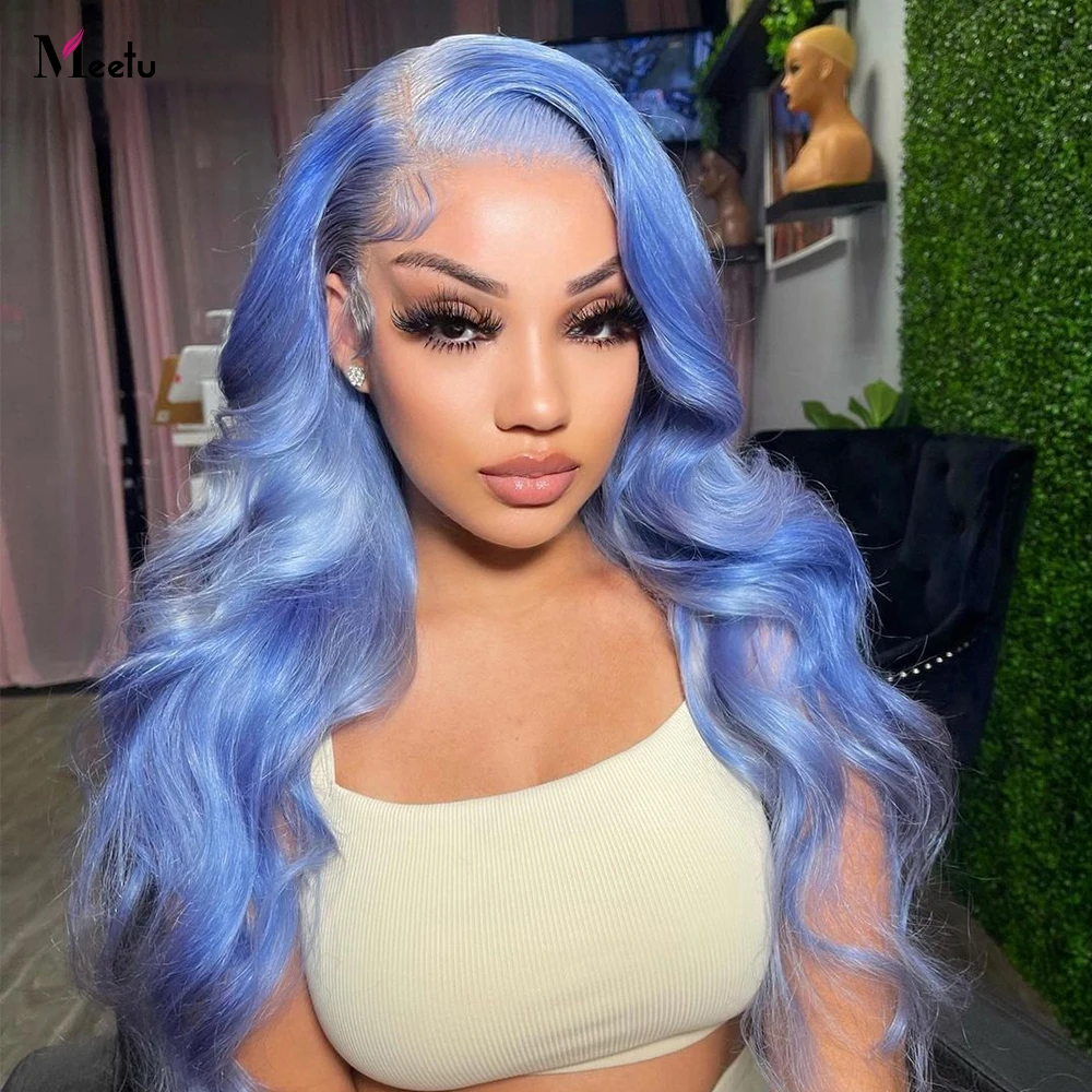 

Blue HD Lace Frontal Wig 13x4 Body Wave Lace Front Wig Human Hair For Women Glueless Preplucked Brazilian Colored Human Hair Wig