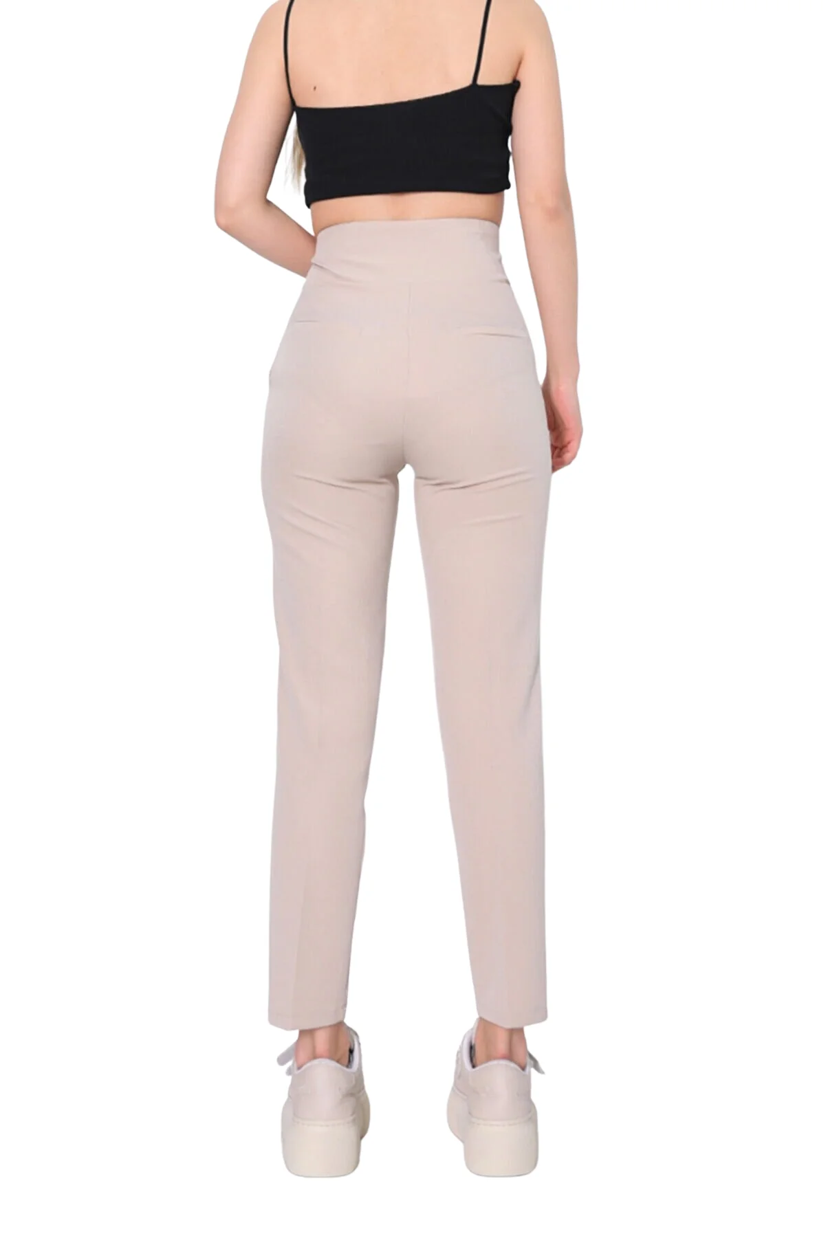 New Season High Quality Product Comfortable Stone Color Attractive High Waist Atlas Fabric Trousers