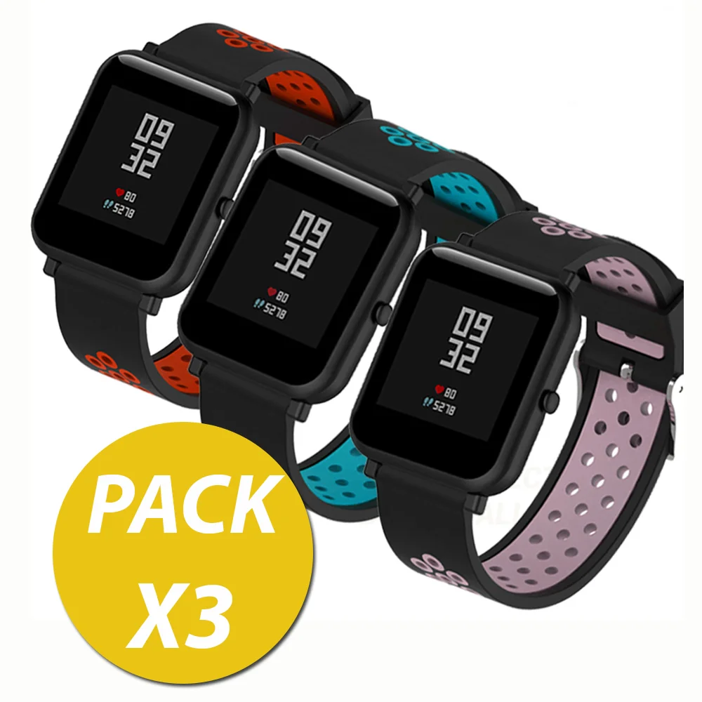 Pack COMPATIBLE 3 belt amazfit gts amazfit bip gts 2 beep u bracelets strap smart watch sports silicone with metal closure