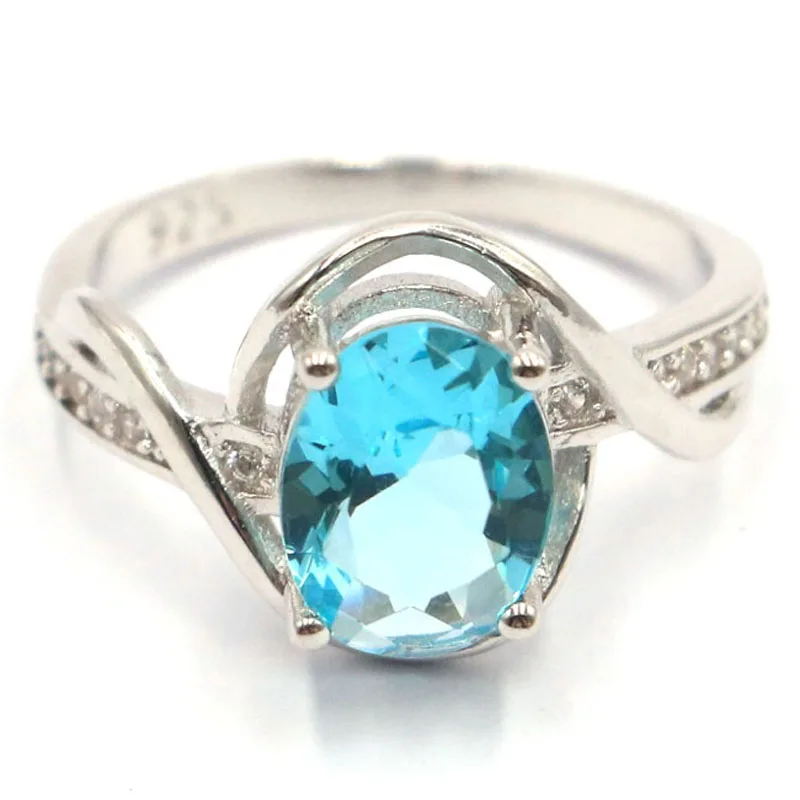 Buy 4 Get 1 Free 21x12mm Jazaz 2.83g London Blue Topaz Sky Blue Topaz CZ Engagement 925 Solid Sterling Silver Rings