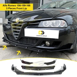 Alfa Romeo 156 - 159 - 166 Front Lip / Splitter 3 Pieces Gloss Piano Black Plastic front wing spoiler accessory