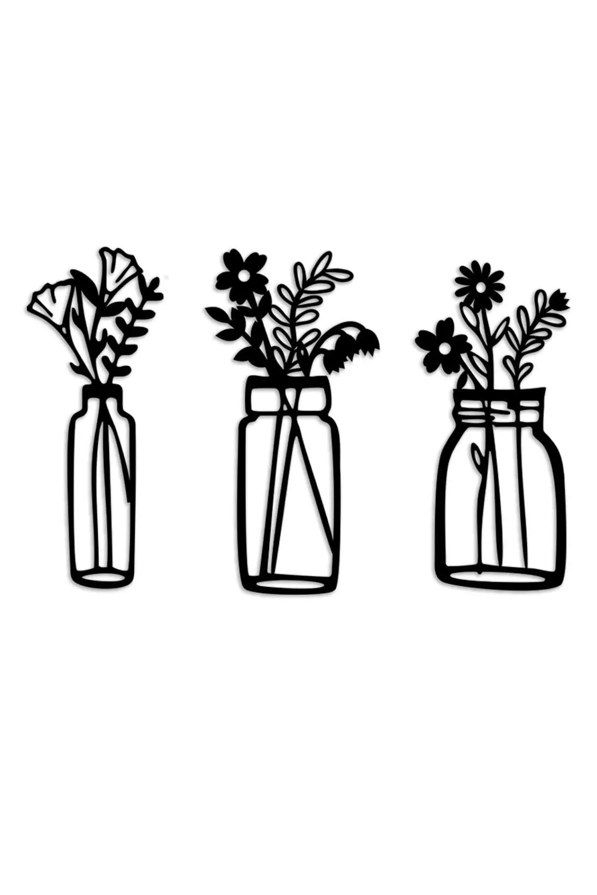 Nt artesanal 3 peça vaso de corte a laser decoração da parede de madeira decorativa