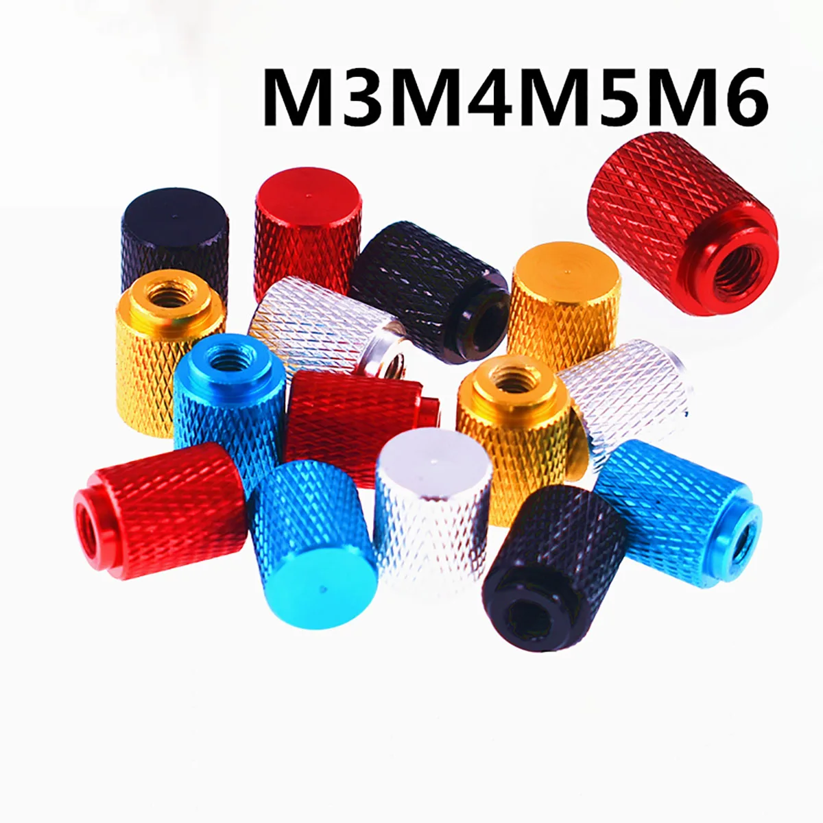 Tuercas de pulgar moleteadas de aluminio anodizado, agujero ciego, ajuste Manual extendido, M3, M4, M5, M6, 2 uds.