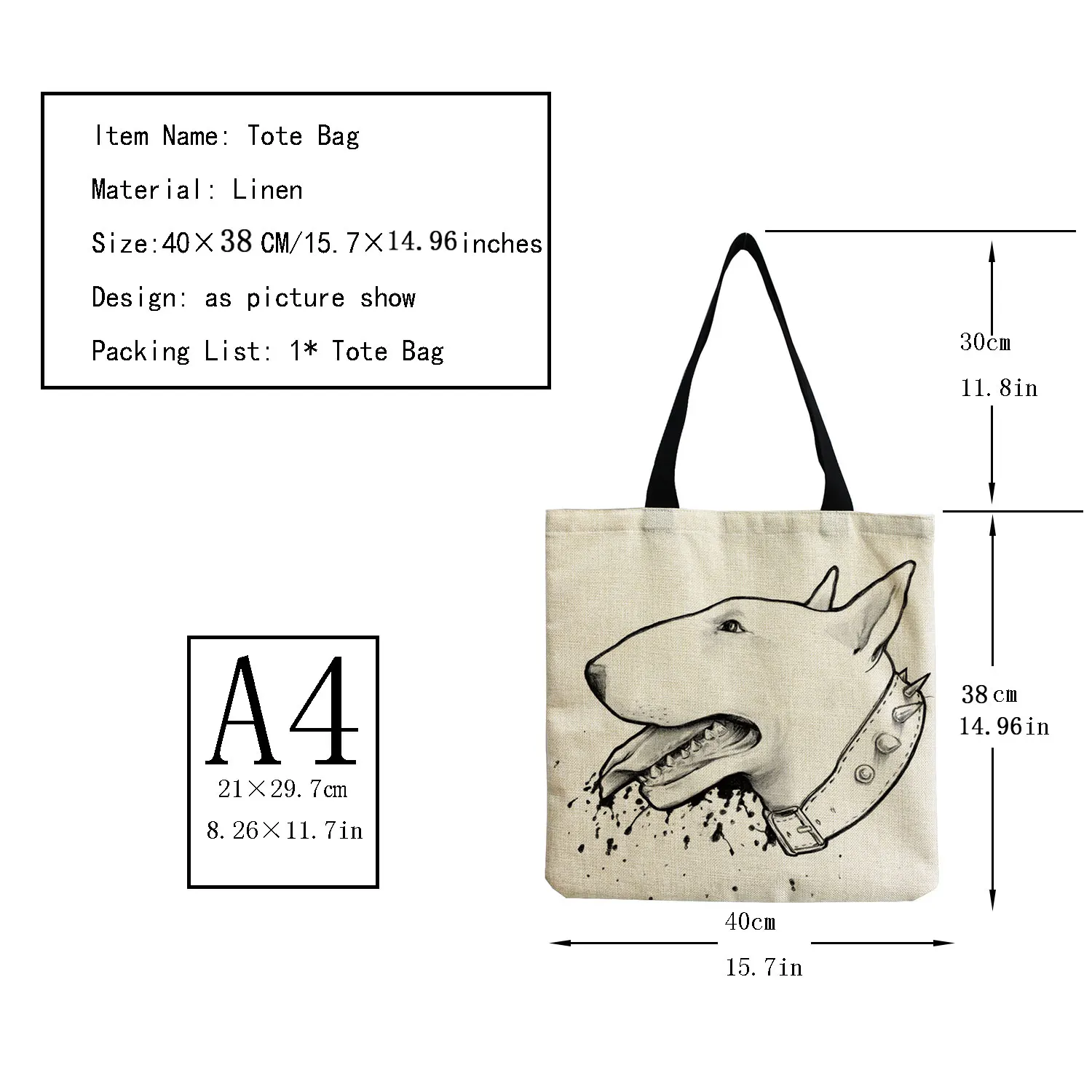 Color Painting Funny Bull Terrier Dog Print Shopping Bags Women Fashion Tote Ladies Casual Handbag School Traveling Shoulder Bag