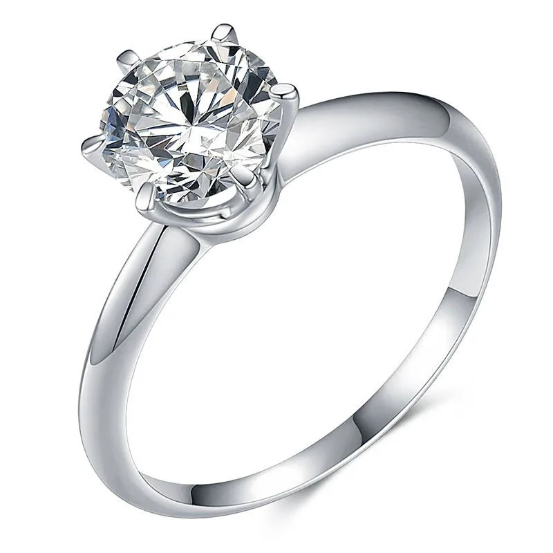 

Provence 10K/14K/18K White Gold Moissanite Diamonds Engagement Rings for Women Round Brilliant Cut D Color VVS1 GRA Promise Ring