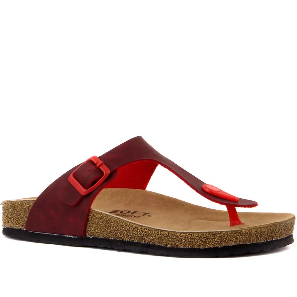 Fly doux-couleur rouge femmes string sandales