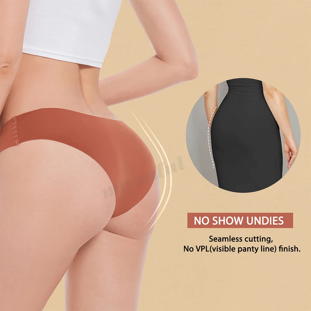 6 pçs/set calcinha sem costura para mulheres de seda gelo calcinha respirável breve sexy cintura baixa roupa interior feminina menina underpant