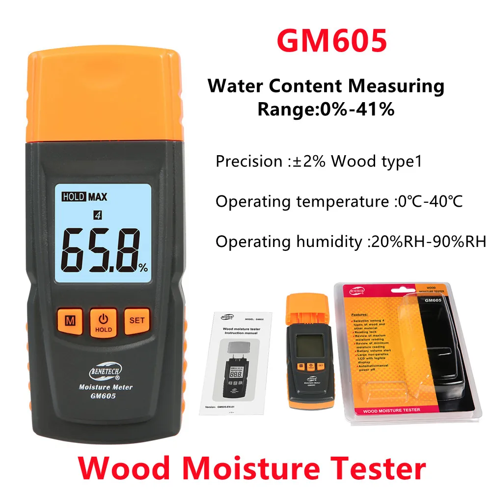 

5PCS Wood Moisture Tester GM605 Humidity Measuring Device Tester Digital Electrical Tester Hygrometer Portable Wood Moisture