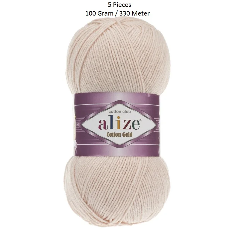 Thread 1 Pack (5 Balls) Alize Cotton Gold Amigurumi Yarn (1 Ball: 100 Gram / 330 Meter) Crochet Tool Kit