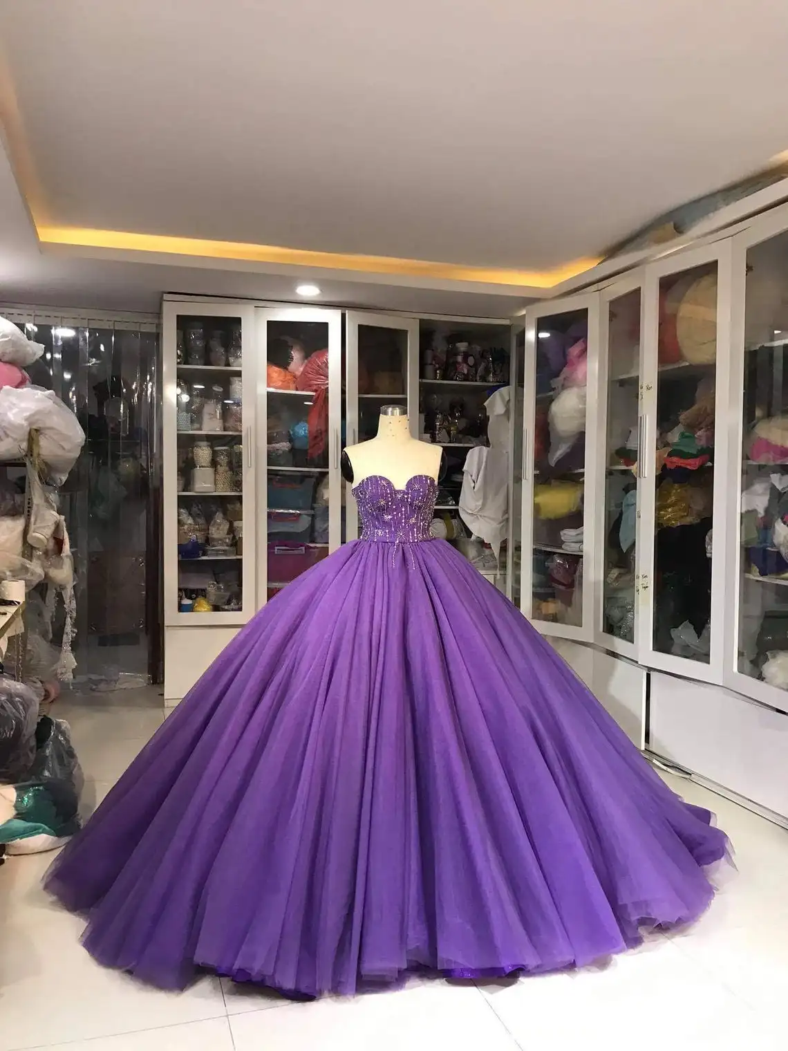 CloverBridal 2021 Sweetheart Sweetheart Tulle Purple Quinceanera Dress Sweetheart Ball Gown плыя на выпускной 2021 WQ9847