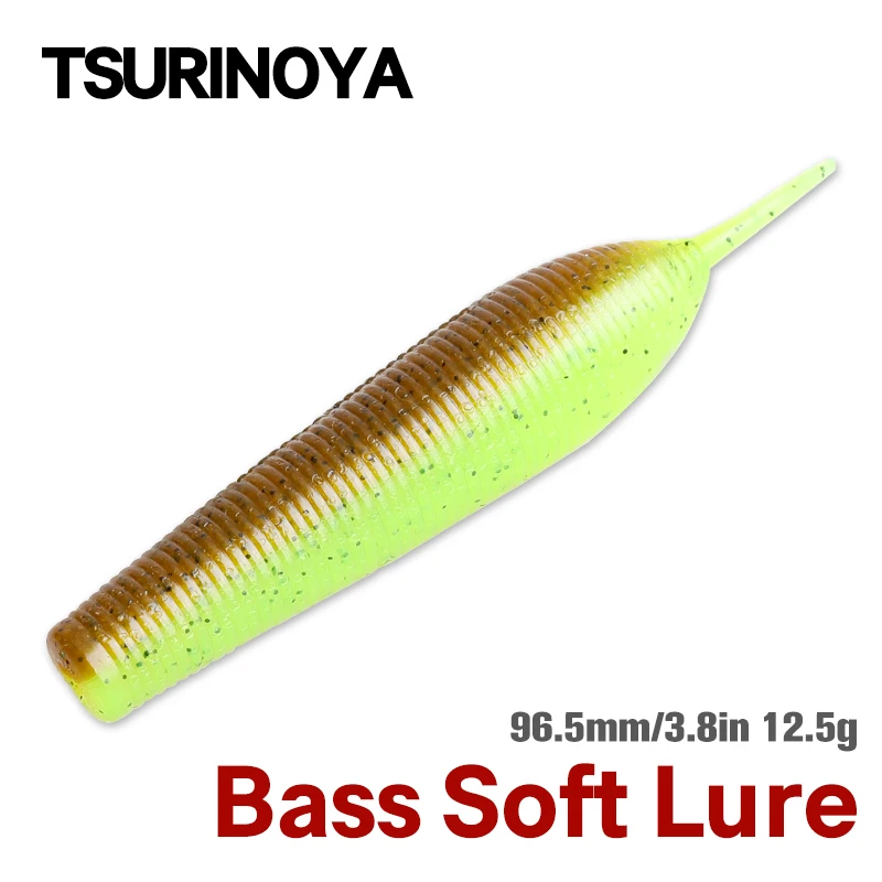 TSURINOYA 96.5mm 12.5g 7pcs No Sinker Long Casting Soft Bait Fishing Lure Artificial Professional Bass Wobbler Heavily Salt Worm