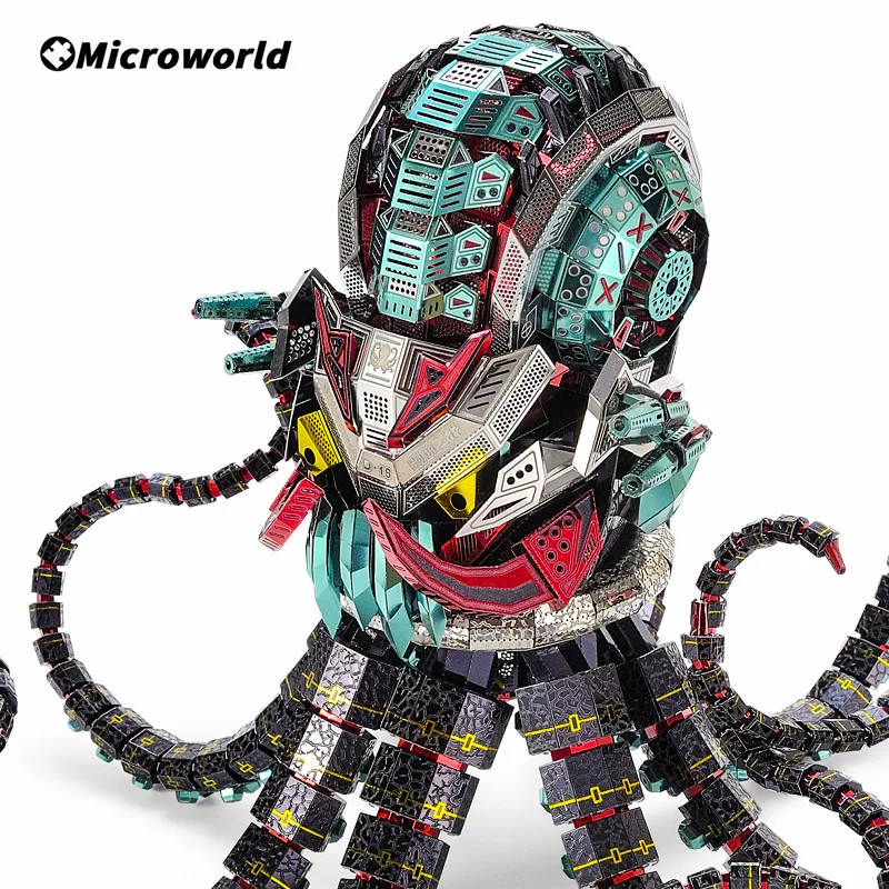 Microworld-rompecabezas de Metal 3D, Kits de modelos mecánicos de pulpo y diablo, juegos de escritorio DIY, rompecabezas, juguetes educativos para rompecabezas de 1000 piezas