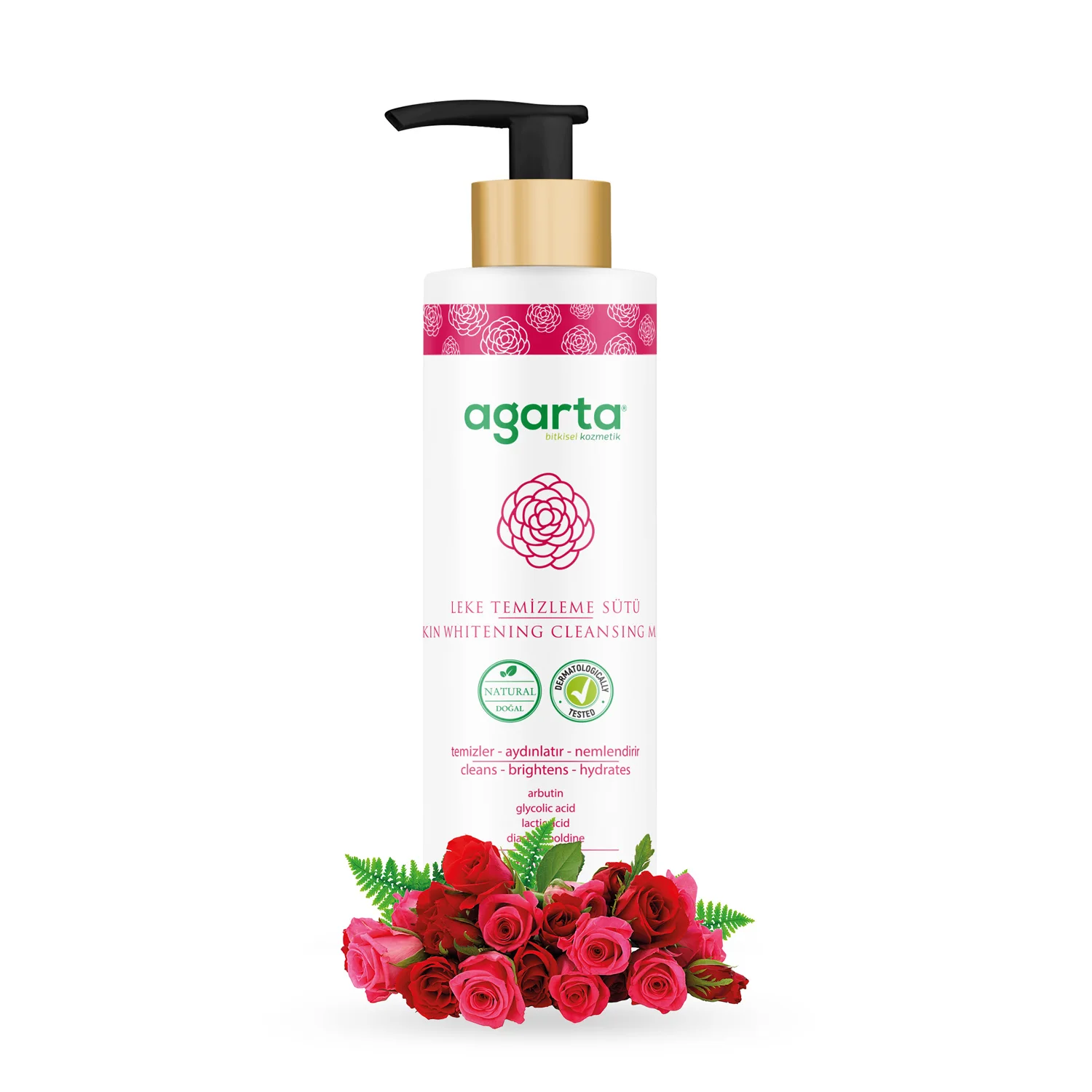 Agarta Natural Skin Whitening Cleansing Milk 225 ml Natural Cleansing Foam 225 ml Anti Aging Natural Cleansing Milk 225 ml