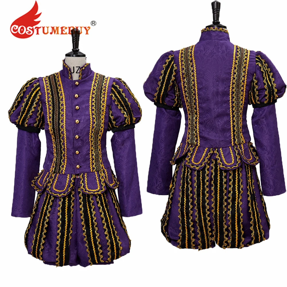 

CostumeBuy Queen Elizabeth Tudor Period Medieval Men Cosplay Purple Outfit Vintage Mens Costumes Medieval Renaissance Men Outfit