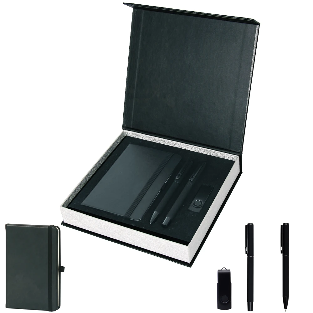 Promotional Office Set. VIP Box, Notebook 9x14 Cm, 16GB Usb Memory, 2 Pens. Name Can Be Written On The Product.