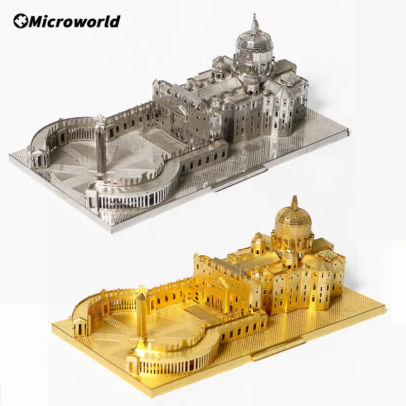 

Microworld 3D Metal Nano Puzzle Italy St. Peter's Basilica Buildings Models Kits DIY Laser Cut Jigsaws For Home Decoration