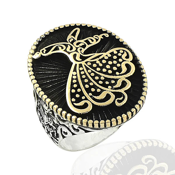 925 Silver Cultural Dancing Figure Printed Men Rings