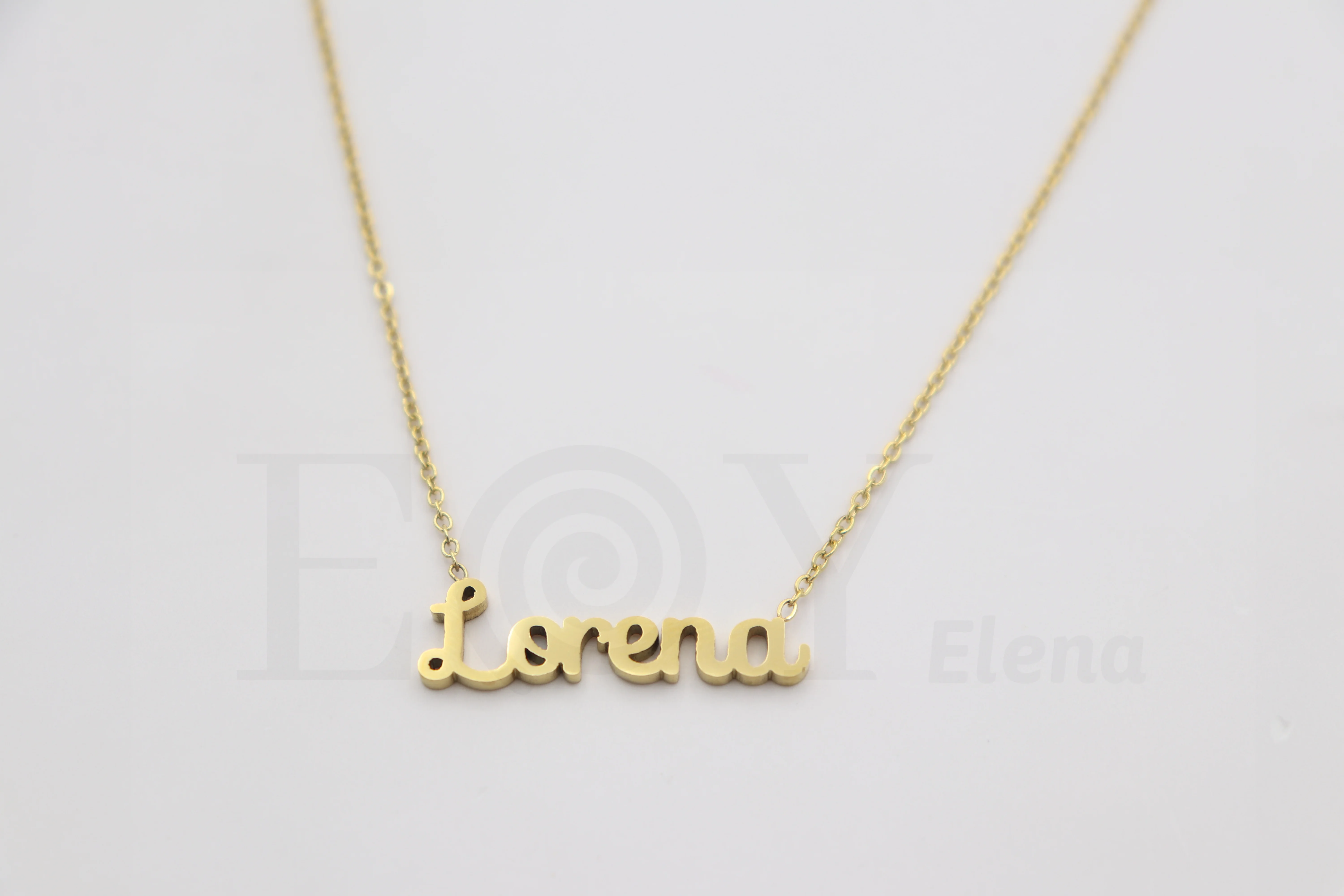 Collar De Acero Inox Con Nombre De Lorena Color Dorado Alta Calidad Envió Desde España