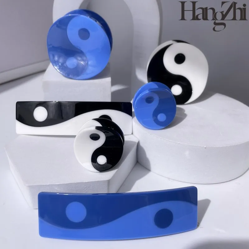 HANGZHI Tai Chi Hair Claw Yin Yang Bangs Side Hair Clips Geometric Acrylic Headwear Trendy Hair Accessories for Women Girls 2022