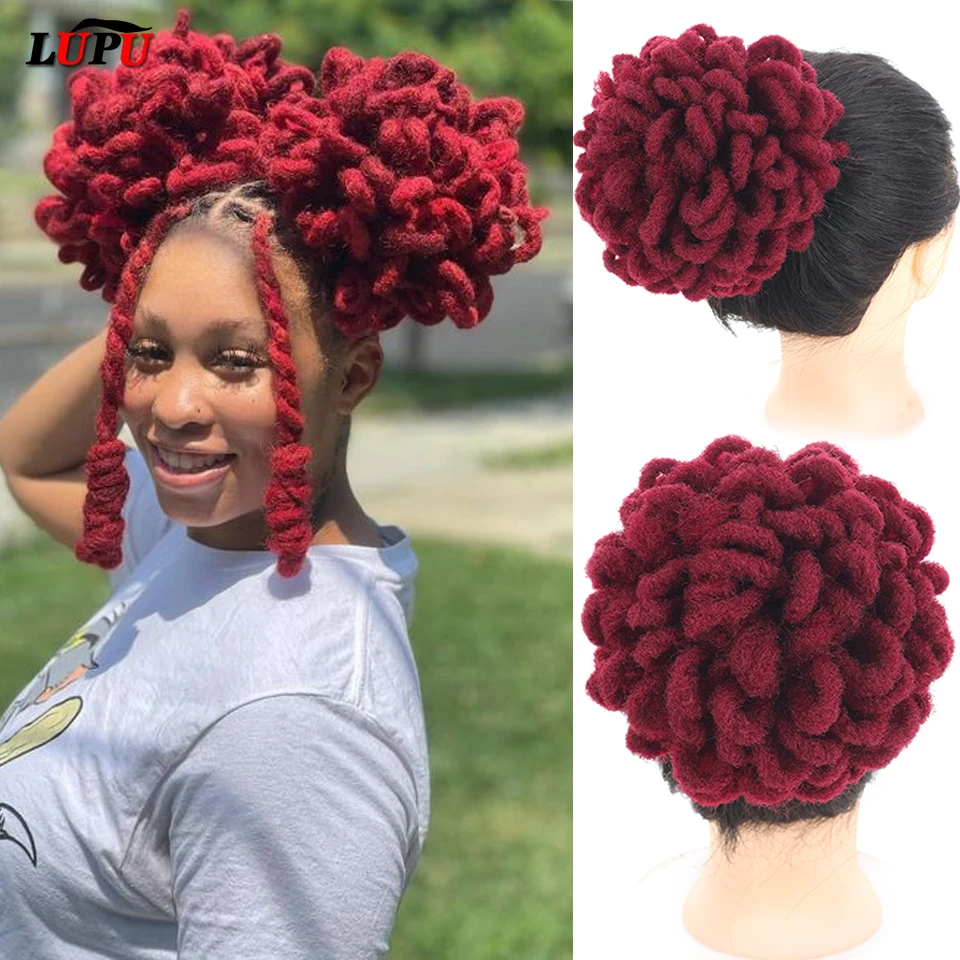 

Chignon 5" Synthetic Faux Locs Chignon Hair Bun Pony Tail Hairpieces Clip In Hair Extentions for Black Women HeyMidea