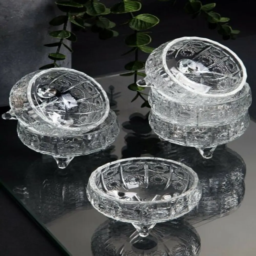 Queen's Kitchen 6 Pieces Crystal Glass 3-Leg Luxury Turkish Delight-snack bowl 8.5x8.5 cm Service bowl Fast Free shipping