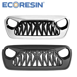 For Jeep Wrangler 2018-2022 JL JT Jeep Auto Parts Front Bumper SHARK Grilles Exterior Accessories Insert Mask Style Grill