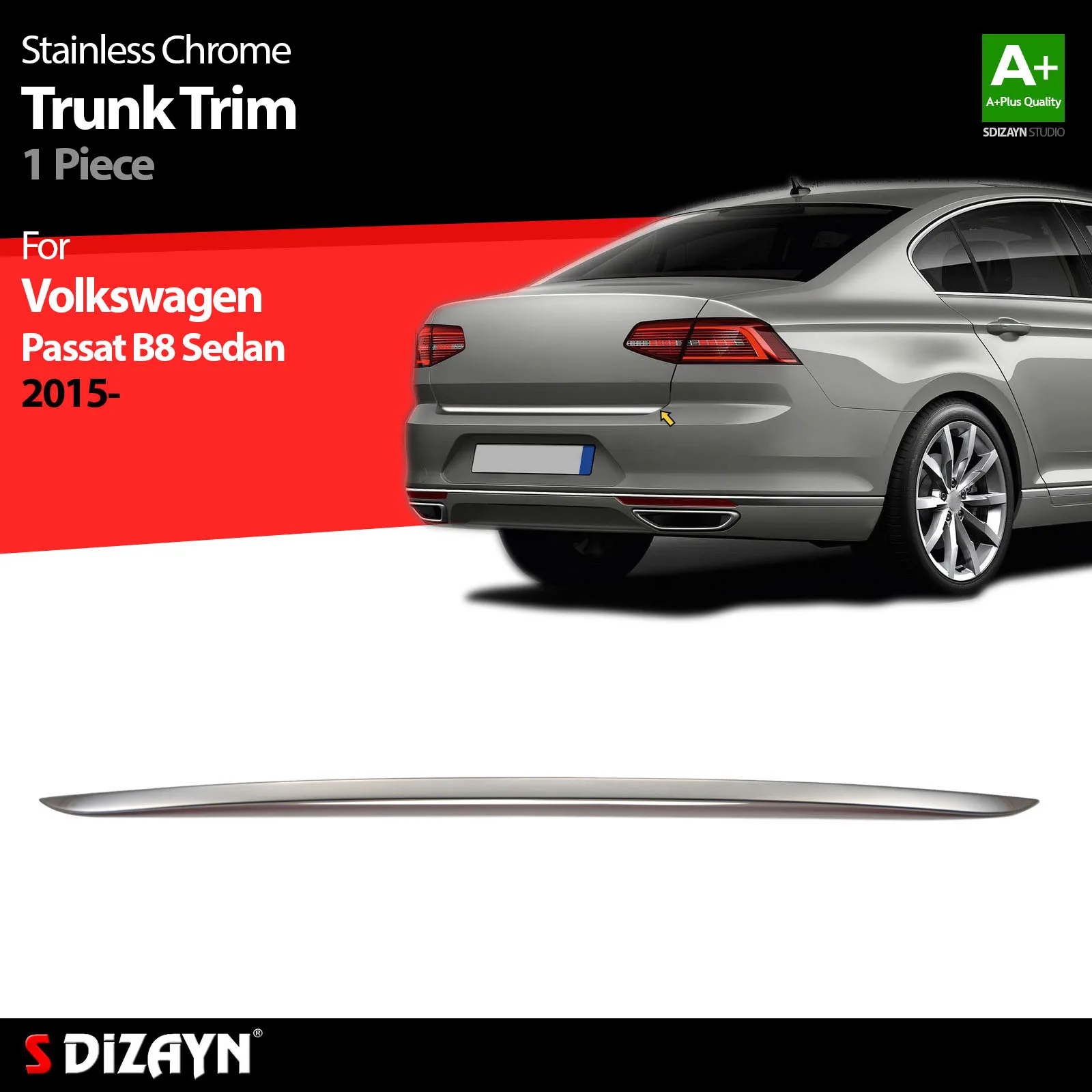 S Dizayn For Volkswagen Passat B8 Trunk Lower Trim Stainless Steel 1 Pc VW Exterior Car Accessories Parts Auto Products Stickers