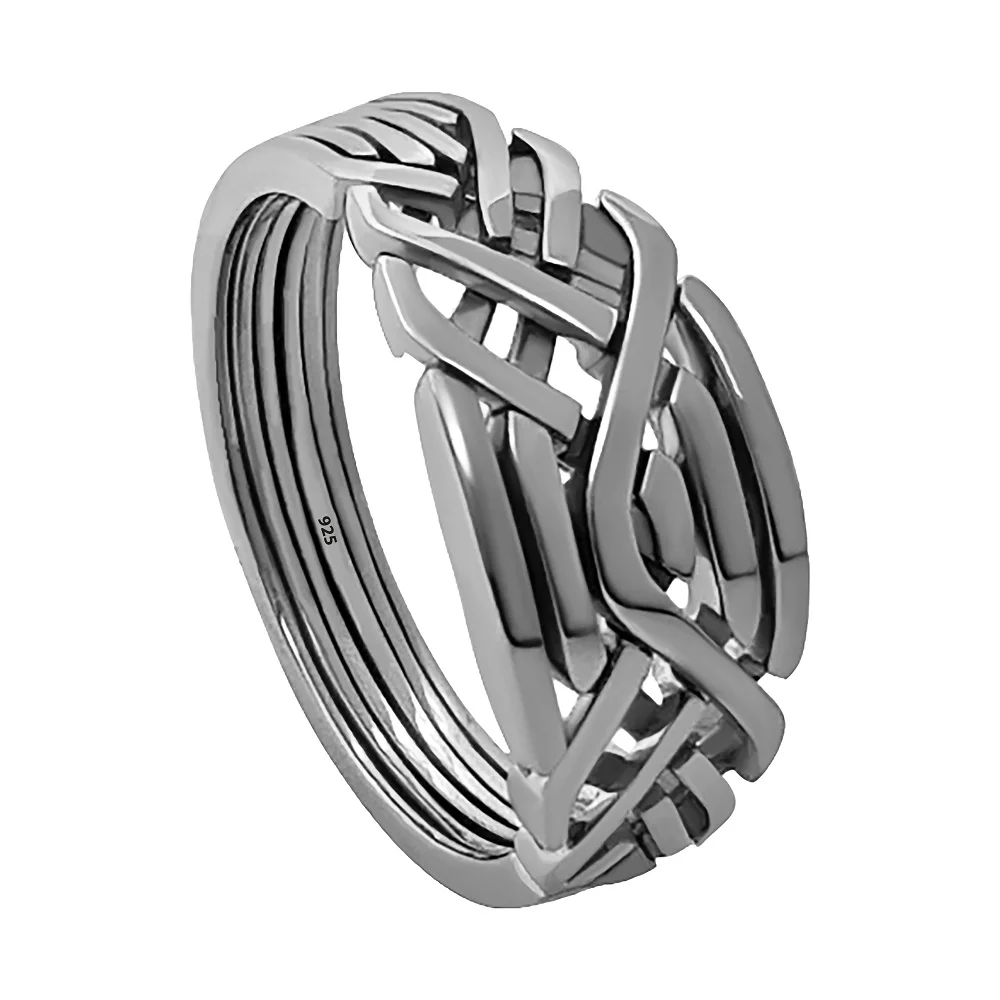 

6 Band 925 Real Sterling Silver Rainbow Turkish Puzzle Ring İnterlocking Knott Women Men