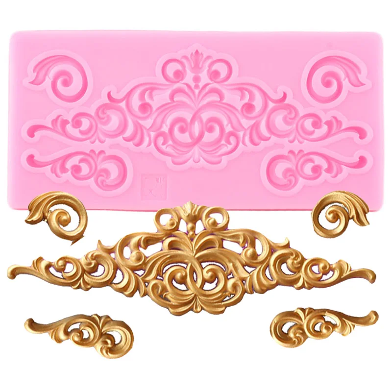 Baroque Relief Silicone Mold Cake Border Fondant Molds Cake Decorating Tools Chocolate Gumpaste Moulds Candy Clay Resin Mould