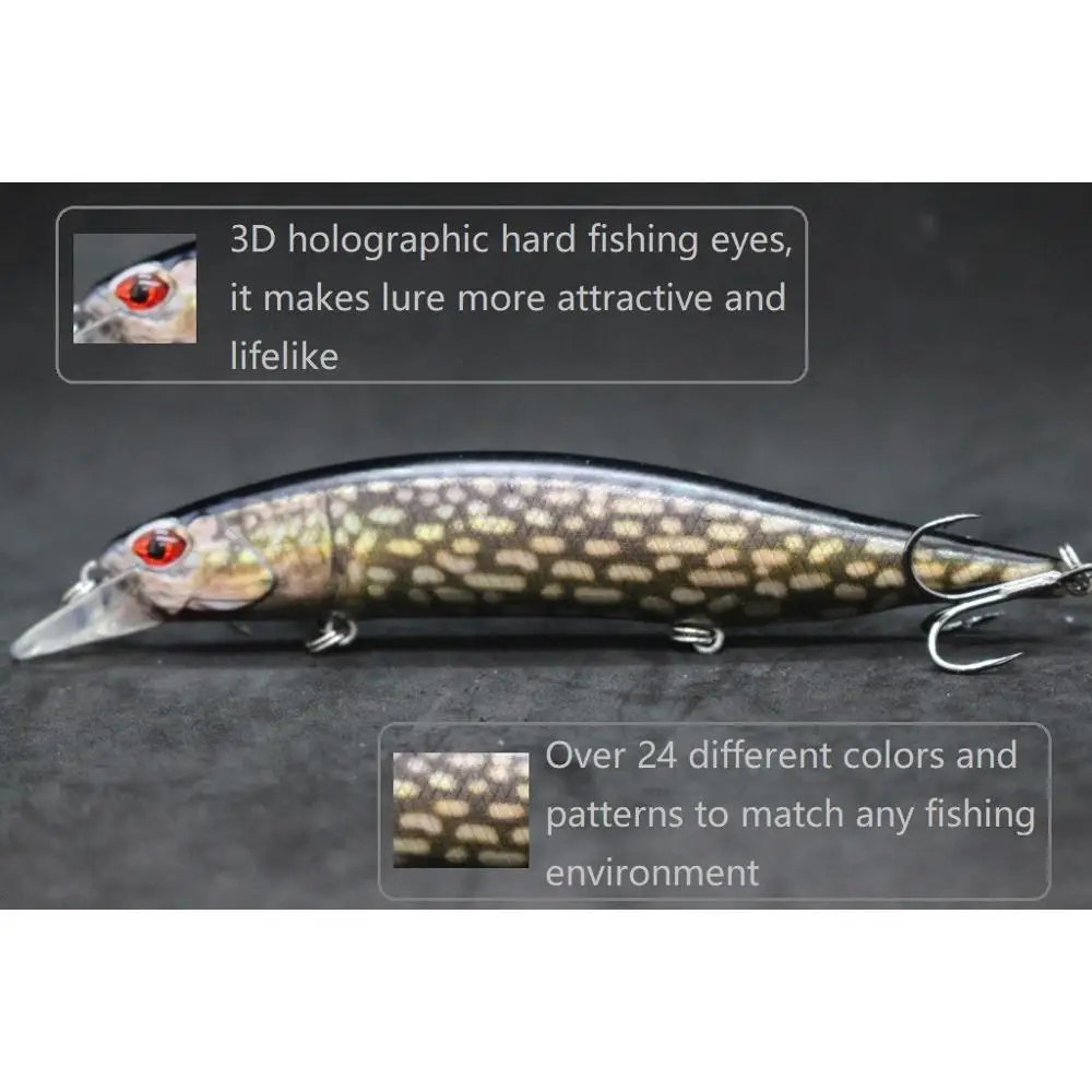 wLure Fishing Lure 20g 13cm Slow Floating Jerkbait Lifelike Painting Cutting Blade Treble Hooks Weight Transfer Minnow HM401