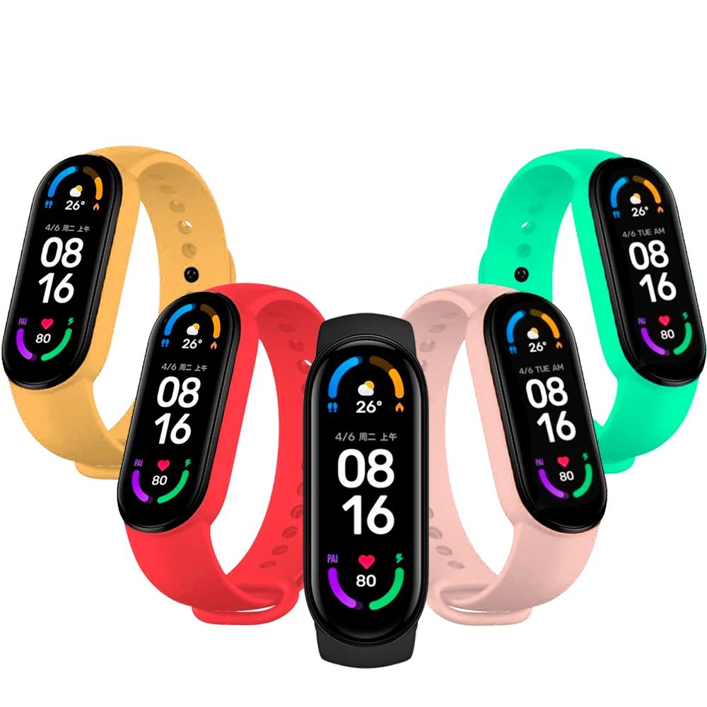 COMPATIBLE strap xiaomi mi band 6 wristband smart strap silicone flexible waterproof colors mi smart band