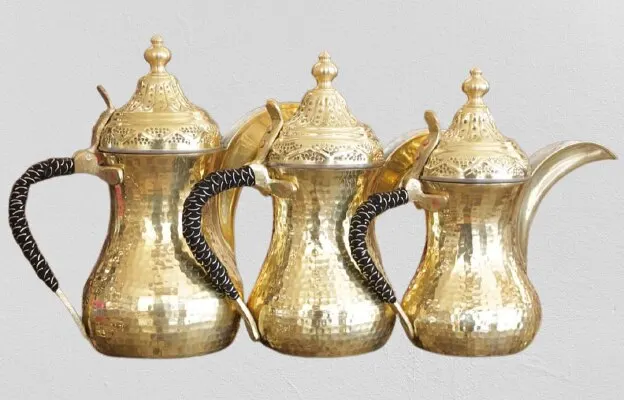 

WONDERFULLLTurkey authentic golden color triple coffee drink pot kitchen decor gift dowry