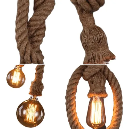 Pendant Rope Rustic Pendant Lamp Chandelier 50 cm for home lighting living room kitchen elegant and natural-looking fashion and design chandelier